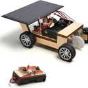 Solar-Powered Car V1, Wooden STEM Kit with Wireless Remote Control for Boys and Girls, Hybrid Powered by Solar Power and Batteries, Educational Motor Toy Gift for Kids Aged 8-12 (Classic)