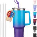 ICIOI Travel Mugs Insulated for Hot and Cold - 40oz Tumbler with Handle and Straw Spout Lid, Spill Proof Metal Coffee Thermal Cups for Women Men, Dishwasher Safe Water Bottle (Blue Purple Black)
