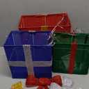 3D Christmas Lighted Gift Boxes, Outdoor IP65 Waterproof 80 LEDs Colorful Stackable Christmas Decorations with Bow Timer Set of 3 Warm White Xmas Lights Decor for Yard Lawn Holiday Home Indoor -32inch (Multicolor)