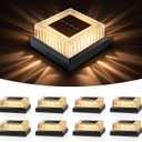 APONUO Solar Post Cap Lights, 8-Pack Fence Post Solar Lights with 20 Lumens 3-Sided Panoramic Glow, IP65 Waterproof Fence, Deck, Patio, Garden Decor, Easy No-Tool Install for 4x4 Posts, Black, 8 Pack