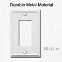 OKAWYC Single Decorator Light Switch Cover Aria Metal Wall Plate, 4-Pack White 1 Gang Single Rocker, for Receptacle Dimmer Switch GFCI Outlet, Switch Cover Decorative Wallplate, Durable