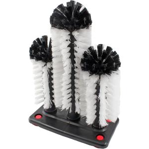 3 Brush Bar Glass Washer with Suction Base, Commercial Brush Cleaner Bristle Brush for Kitchen Bar Beer Cup, Long Leg Cup, Red Wine Glass (2 Short Brush + 1 Long Brush)