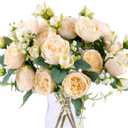 Floweroyal 4 Bunches Peony Artificial Flowers Champagne Flowers Silk Peonies Bouquets for Wedding Party Table Centerpieces Floral Arrangement Home Kitchen Decor.