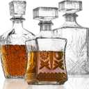 Whiskey Decanter, Liquor Decanters Set of 3, Glass Alcohol Bottle for Vodka, Tequila and Bourbon Unique Whiskey Bar and Party Decorations (28oz*2, 31oz*1)