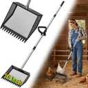 TOOGE Large Chicken Poop Scooper: 2-in-1 Metal Pooper Scooper & Rake Adjustable 62" Long Handle Stainless Steel Sand Sifting Litter Shovel Chicken Coop Scoop Cleaning for Bedding Goats Bright Black