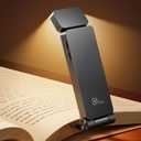 86lux Book Light, Rechargeable Clip-On LED Reading Light for Bed & Night Use - 3 Color Temperatures with Stepless Dimming, Ultralight Bookmark Design for Kids, Book Lovers, Grey