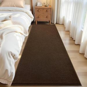 ISEAU 2x6 Runner Rug for Hallway, Soft Memory Foam Carpet with Upgraded Non-Slip Silicone-Grip Bottom, Machine Washable Shaggy Indoor Rug for Kitchen Entrance Nursery Office Bedside Dining Room, Brown 