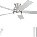 52 Inch Low Profile Ceiling Fans With Lights and Remote brushed nickel, Flush Mount Modern Ceiling Fan, 3CCT Dimmable DC Ceiling Fan for Bedroom, Living Room (Brushed Nickel, 52 Inch)