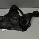 MakeMeChic Women's PU Leather Going Out Top Buckle Y2K Halter Crop Corset Party Clubwear (Black)