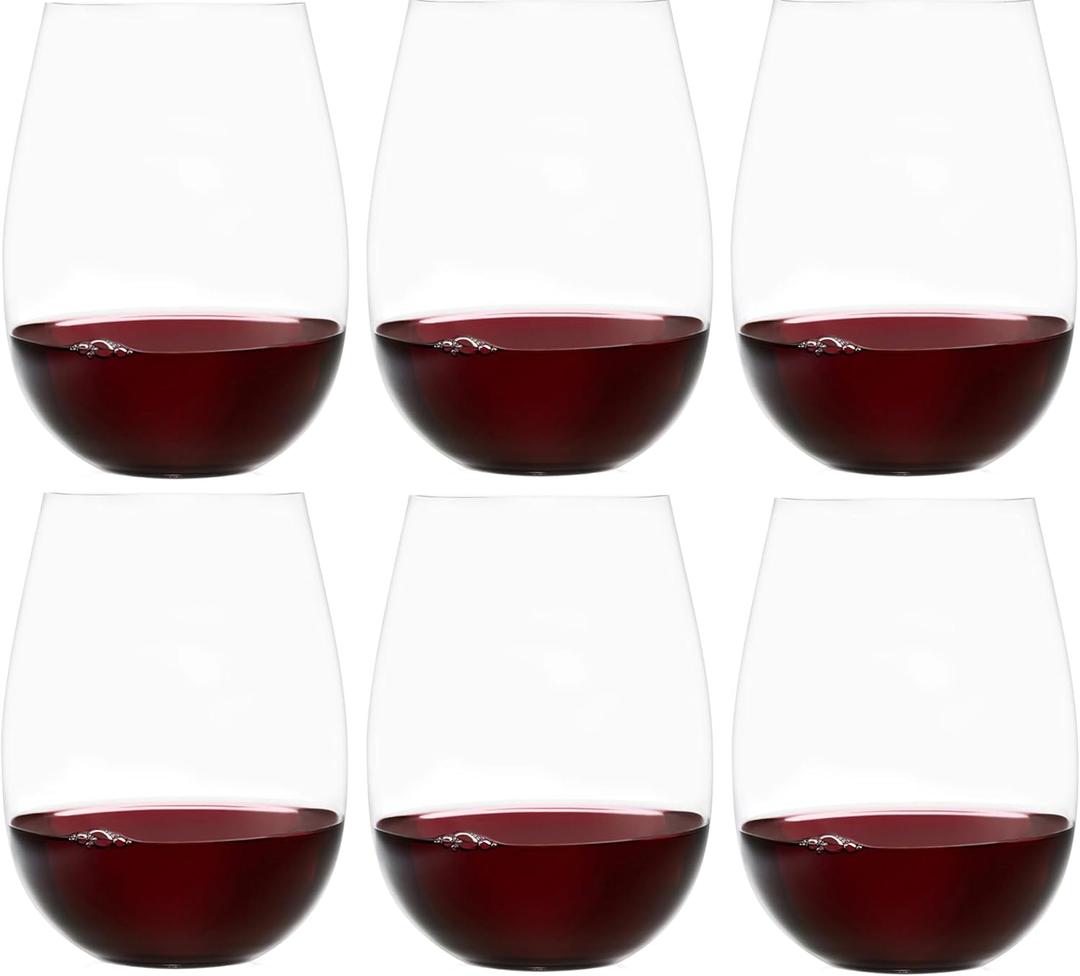 Upgraded Design of Our 2017 New York Times Best Stemless Wine Glass (Sweethome)  Made in Europe  Set of 6 , Reinforced Base for Added Stability & Premium Feel, Dishwasher-Safe, Lead-Free, 17oz.