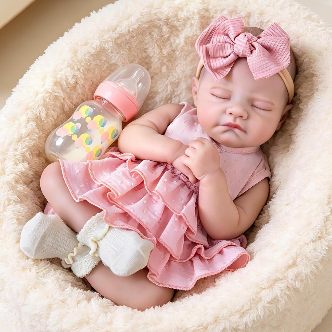 Aori Reborn Baby Dolls - Realistic 20 Inches Real Life Baby Doll with Feeding Kit, Lifelike Newborn Baby Girl Perfect for Kids 3+