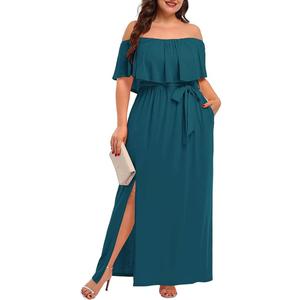 Plus Size Off The Shoulder Maxi Long Casual Beach Dress Pockets Women
, Size 14M