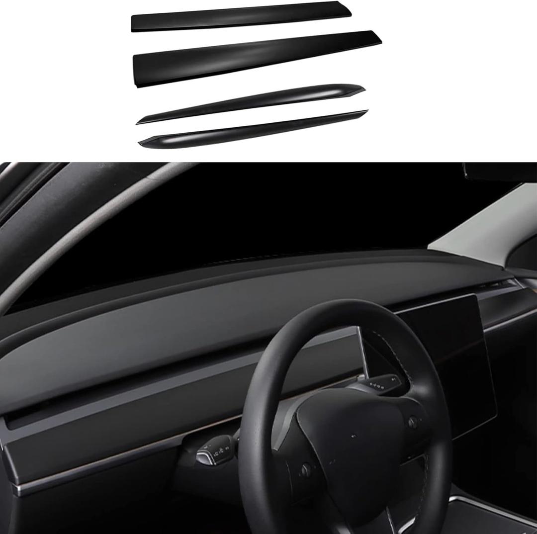 Dash Wrap Front Door Panel Trim for Tesla Model Y and Model 3 2020 2021 2022 2023 Dashboard Cover(Matte Black)