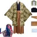GWOKDAN Men Cosplay Anime Kimono Cloak Costume Mask Outfit Men Uniform Halloween 2XL