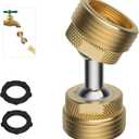 iFealClear Garden Hose Adapter, Swivel Brass Garden Hose Protector Connector, 3/4" GHT Flexible Pipe Kink Protector to Outdoor Faucet, Male to Male, Dual Rotation at Both Ends