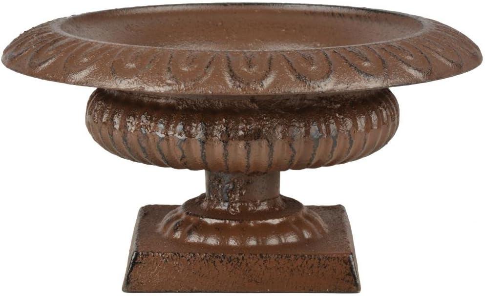 Esschert Design Low French Urn, Cast Iron, Antique Brown - Small