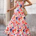 PRETTYGARDEN Women Dresses 2026 Summer Floral Sleeveless Maxi Dress Casual Spaghetti Strap Tiered Flowy Beach Long Dress (Pink, S)