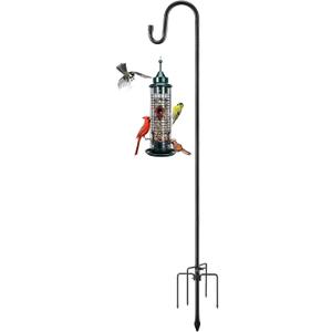 Shepherds Hooks for Outdoor94 Inch Diameter Outdoor Bird Feeder Pole with 5 Pronger Base, Adjustable Heavy Duty Garden Hanging Holder for Bird Feeders Lanterns Planting Hanger Weddings Decor Black
