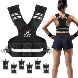 Adjustable Weighted Vest for Women & Men, Vest with 6 Ironsand Weights for Strength Training,Weight Vest with Reflective Strip for Running Walking Exercise Workout, Size: 4-10 lb