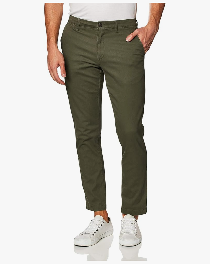 Men's Slim-Fit Casual Stretch Chino Pant Green 34x30