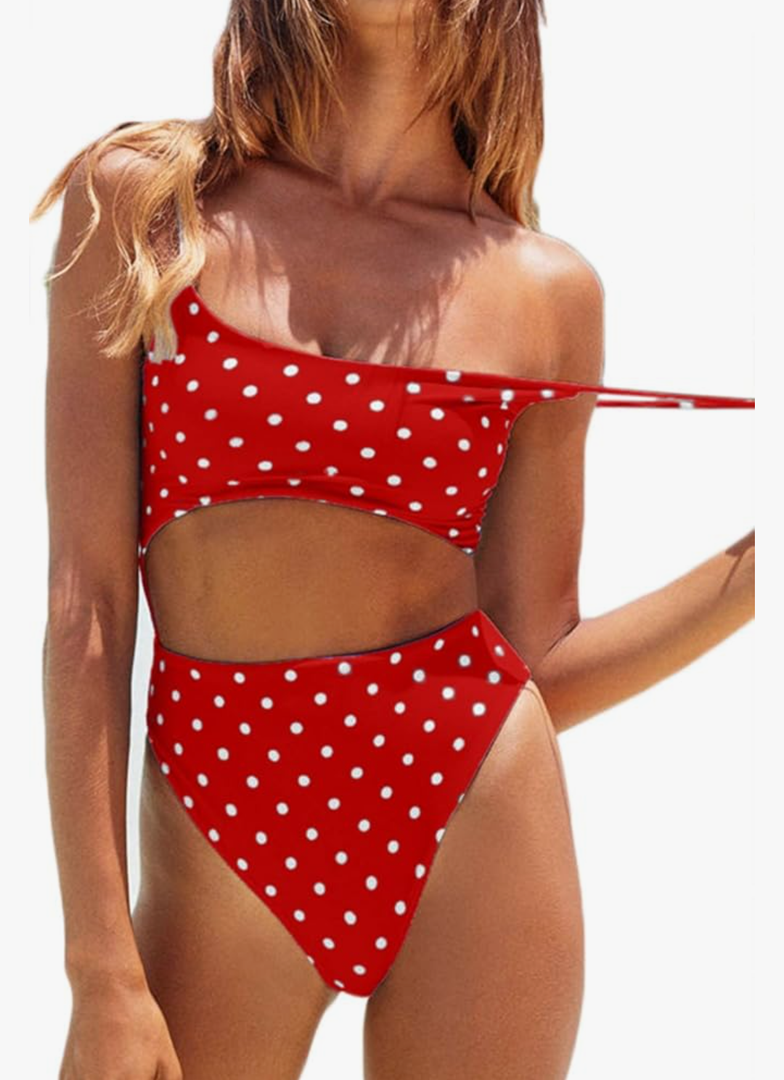 Meyeeka Womens Scoop Neck Cut Out Front Lace Up Back High Cut Monokini One Piece Swimsuit, M