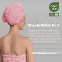 100% Organic Cotton Hair Drying Waffle Towel Wrap for Women | Absorbent & Quick Dry Head Turban for Wet Hair in Shower Sauna Spa, Extra Large for Long Straight Curly Plopping Button (Pink, 1 PACK)