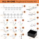 INCLY 278PCS Pegboard Accessories Organizer Kit, Peg Board Hooks Assortment with Bins for Organizing Various Tools, Fit 1/8 or 1/4 inch Pegboard for Hanging Storage, Garage Wall Attachments