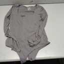 Women's Long-Sleeve Mesh Corset Bodysuit Gray Size Large