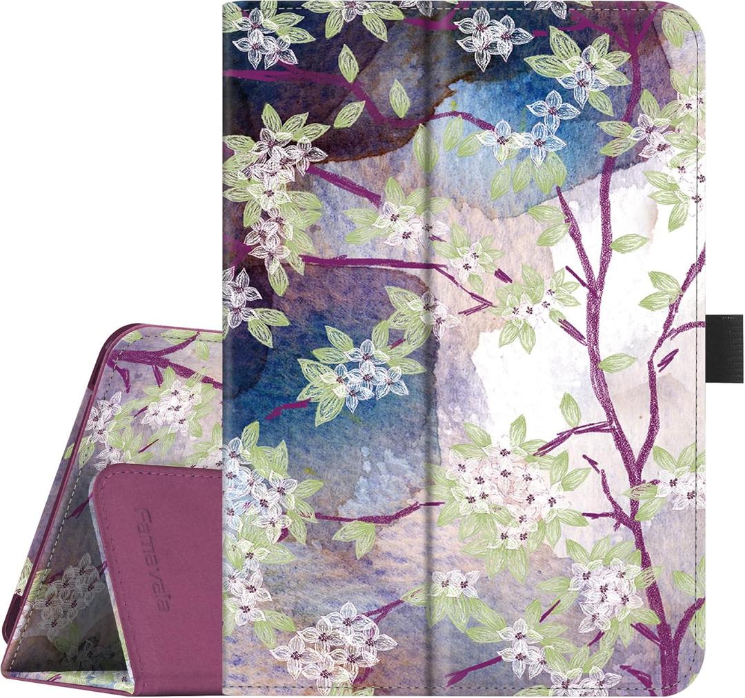 Famavala Folio Case Cover for All-New Fire 7 Tablet (12th Generation, 2022 Release) Not Fit for 7th/9th Genration (VineFlower)