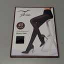 2 Pairs Women's 40 Denier Semi Opaque Tights, Nylon Black Tights for Women (Large), 1 Black 1 Brown