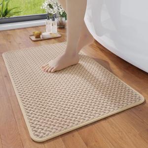 YDKGL Bathroom Rugs Non Slip, Super Absorbent Quick Dry Bath Mats for Bathroom, Foam Weave Texture Thin Bath Rugs Washable with Rubber Backing Fit Under Door Outside Shower,16" x 24