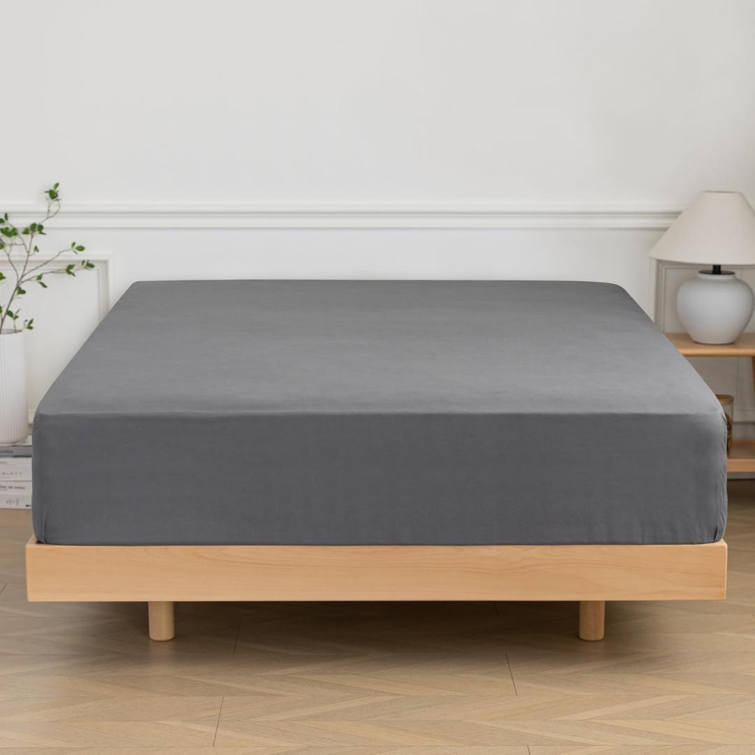 Full Fitted Sheet Only - Premium 1800 Super Soft & Cozy Microfiber, Wrinkle, Fade, Shrinkage Resistant Deep Pocket Full Size Fitted Bottom Sheet, Dark Gray