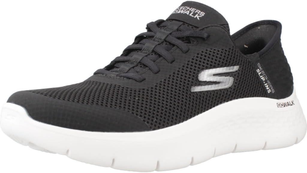Skechers Women's Go Walk Flex Hands Free Slip-Ins - Grand Entry Sneaker, Black/White, 10 Narrow US