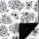 Hudson Baby Unisex Baby Plush Blanket with Furry Binding and Back, Black Toile, One Size