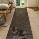 Lahome Modern Geometric Runner Rug, 2x8 Washable Rug Runners for Hallways Non Slip, Black Outdoor Carpet with Rubber Backing, Farmhouse Non Shedding Kitchen Mats for Floor Entryway