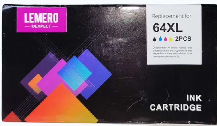 64XL Ink Cartridge Black and Color Combo Pack Replacement for HP Ink 64 HP 64 Ink Work with Envy Photo 7855 7858 7100 7155 7120 6252 7800 7158 Tango X Printer Ink 64XL