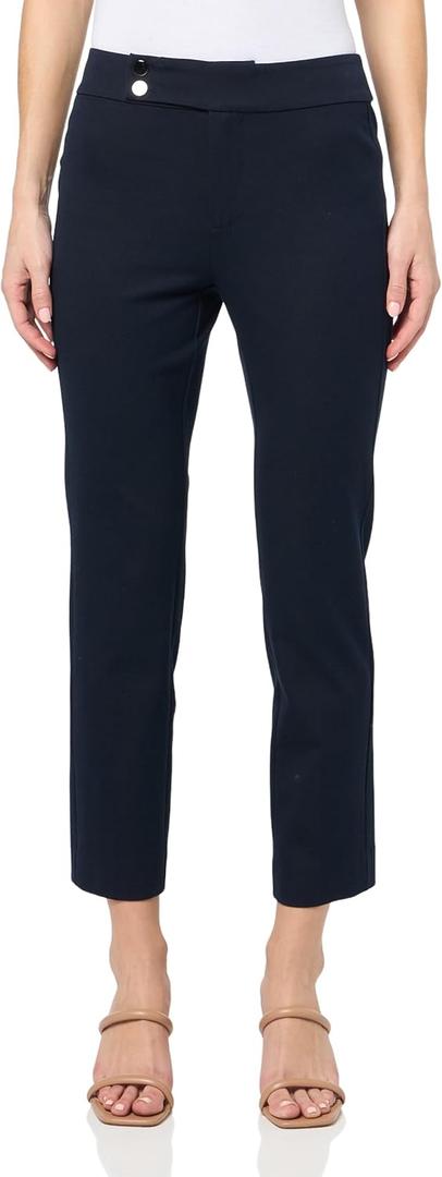 NIC+ZOE Women's 28" Copley Straight Cotton Bi-Stretch Extended Tab Pant (16 Plus Long, Dark Indigo)