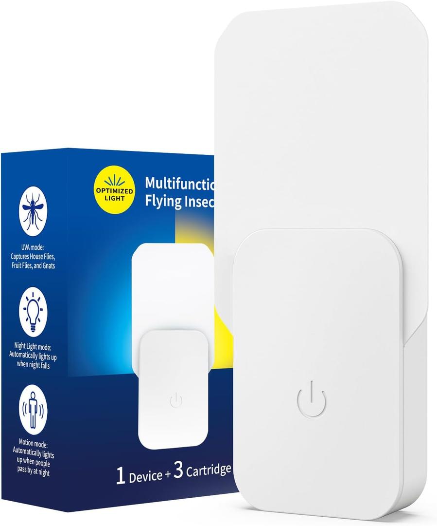 Fruit Fly Traps Indoor, Sticky Glue Bug Zapper for Fruit Flies, Moths, Gnats, Mosquito Trap, Touch Version (Grayish white)