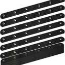 12Pack Straight Brackets Black, 8Inch 200MM Mending Plate Metal Brackets for Brace, Heavy Duty Joining Plates for Wood Fence Bookcase Cabinet, Straight Brace Repairing Mending Plates