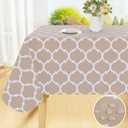 Smiry Rectangle Table Cloth, Waterproof Vinyl Tablecloth with Flannel Backing for Rectangle Tables, Wipeable Spillproof Plastic Tablecloths for Dining, Camping, Indoor and Outdoor 60"x84", Khaki