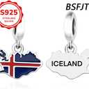 S925 Sterling Silver Flag Charms, National Flag Maps Countries Charm Fit Women Bracelets Necklaces Jewelry Gift for Travel Memento