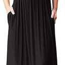 DEARCASE Maxi Dress for Women Short Sleeve Casual Summer Loose Plain Comfy Long Dresses with Pockets, Size M