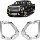 GearUp 1 Pair Front Driving Fog Light Bezel Cover for GMC Sierra 1500 4-Door Denali SLT AT4 2019-2021 Replaces 84176753 84176752 (Silver)