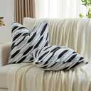 FUTEI Black White Decorative Throw Pillow Covers 12x20 Inch Set of 2,Soft Geometric Textured Faux Cashmere Pillow Case,Modern Home Decor for Couch Bed Living Room