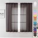 Lecloud Sheer Curtains 63 Inch Length 2 Panels Set, Chocolate Window Curtains for Bedroom, Voile Solid Light Filtering Living Room Curtain Drapes with Rod Pocket, Each Panel 42 X 63 Inch