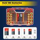 Ontel Battery Daddy Storage & Organizer Case w/Tester, Stores & Protects Up to 180 Batteries, Double-Sided, Clear Locking Lid, Secure Latches & Portable Carrying Handle - Red (Batteries Not Included)