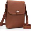 befen Genuine Leather Small Crossbody Bags for Women, Womens Cell Phone Purses Cross body Bag Purse with RFID Card Slots (Cognac Brown)