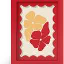 5x7 Picture Frame with Real Glass, Wooden cute 5 x 7 Photo Frame with Wavy Mat for Tabletop and Wall Hanging, Red, 1 Pack