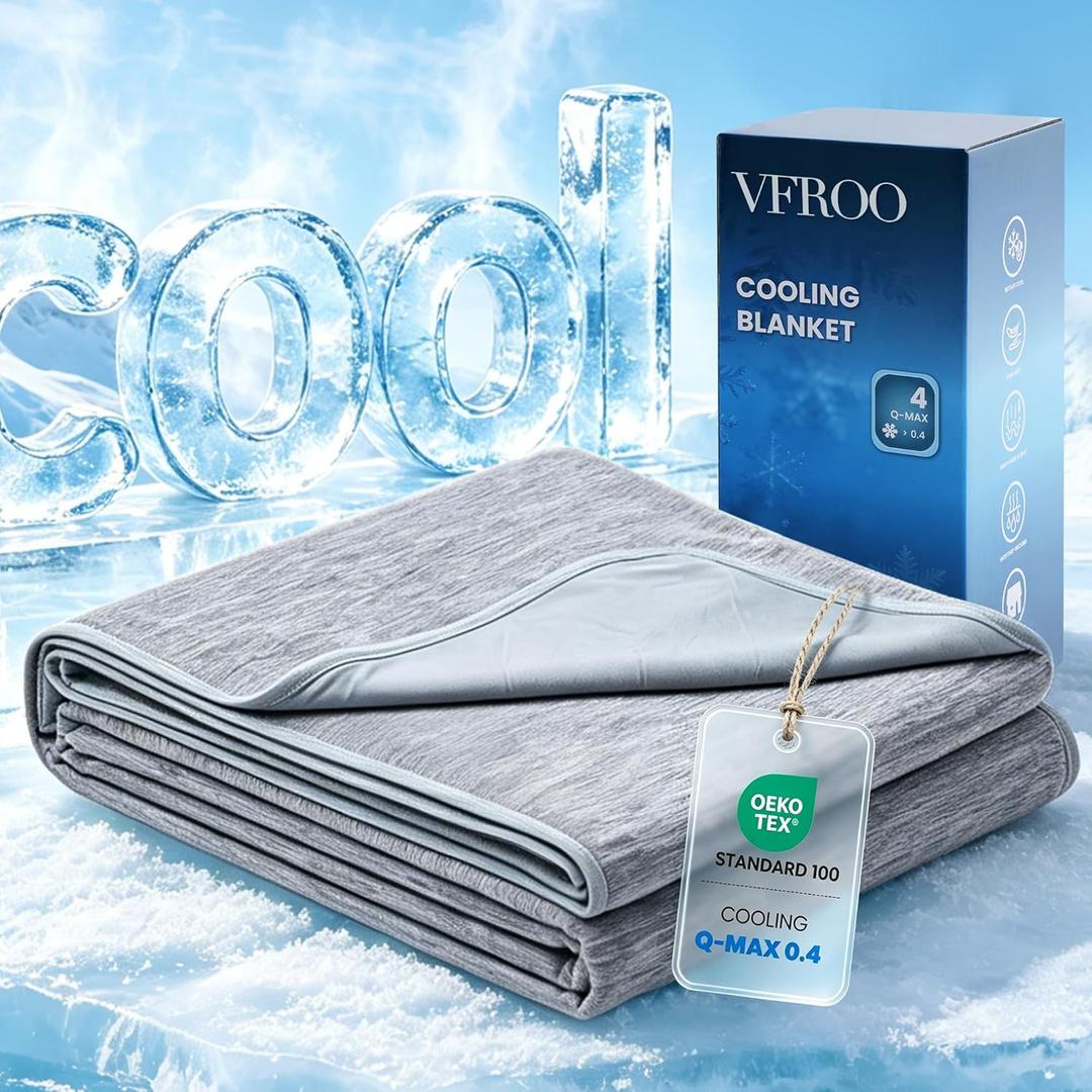 VFROO Cooling Blanket for Hot Sleepers King Size 108''90'', Summer Blanket Thin Lightweight Breathable, Absorbs Sweat Heat to Keep Adults Cool, Cold Blanket for Sleeping on Bed Couch, Grey