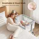 Ezebaby Baby Bassinets Bedside Sleeper, Portable Bedside Bassinet for Baby Newborn Infants with Adjustable 7 Heights and All Mesh Sides, Newborn Crib with Mattress and Soft, Breathable Sheet | Baby bassinets